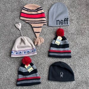 Lot of 6 Winter Hats Womens, Boys Urban Pipeline, Aerie, Neff, Spyder